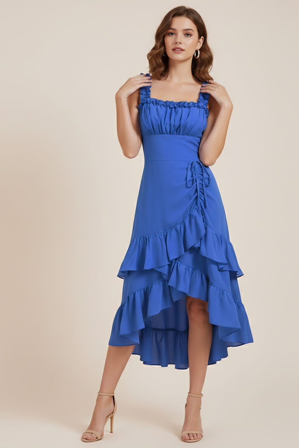 Ruffle Strap Midi Dress – Feminine Layered Ruffle Silhouette & Romantic Flow