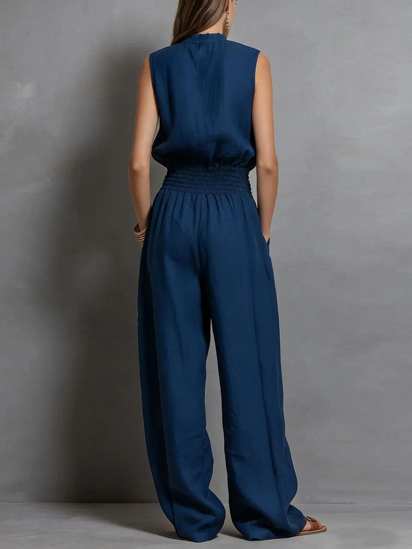Mavelle | Drawstring Wide-Leg Jumpsuit