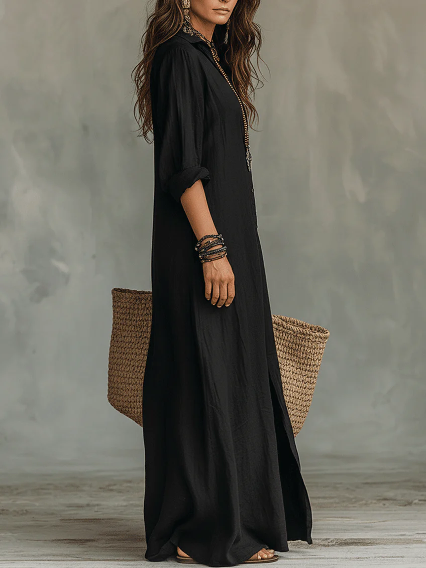 Soline™ | Oversized Maxi Dress with Buttons