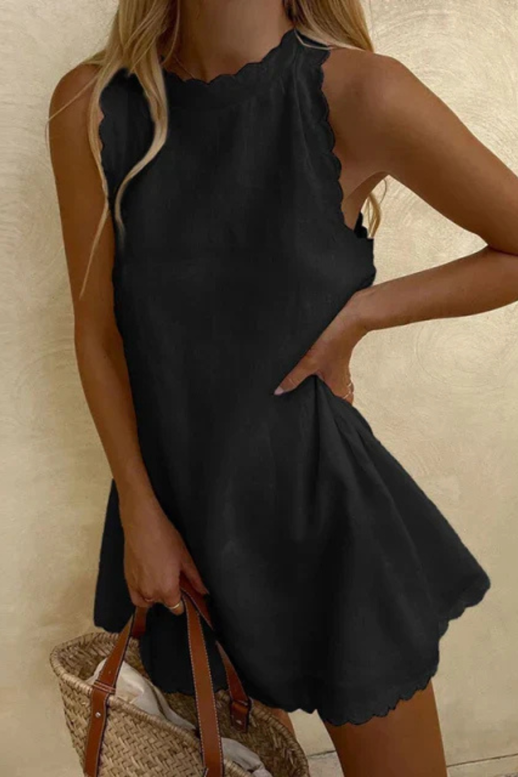 Eloise | Sleeveless Scallop Hem Mini Dress