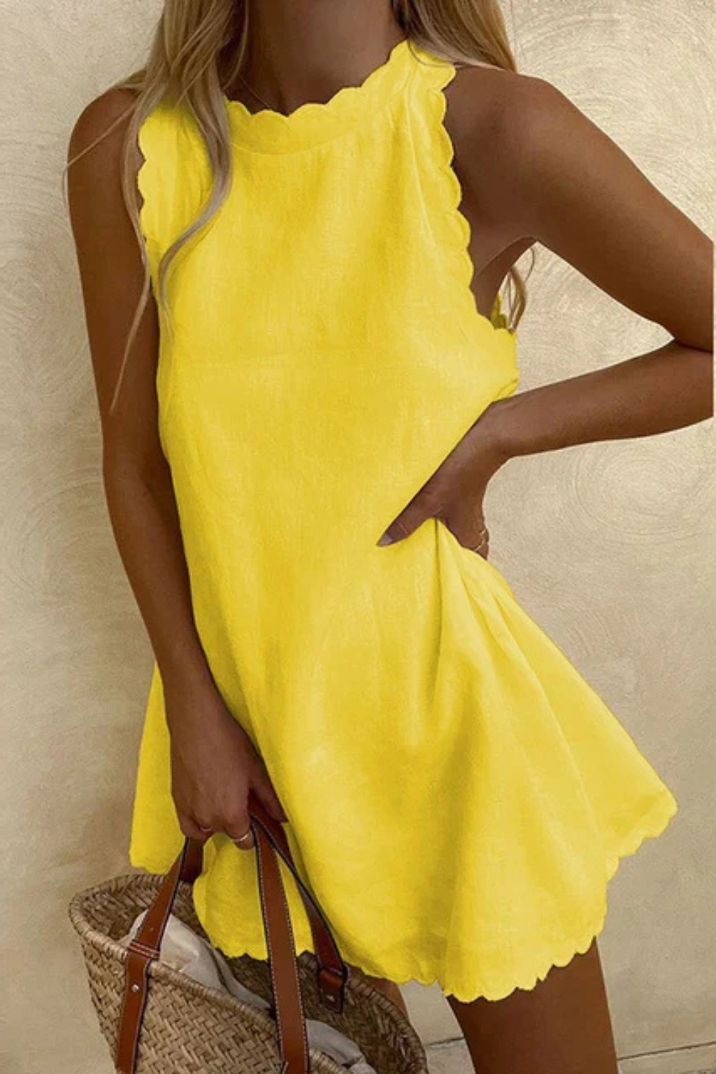 Eloise | Sleeveless Scallop Hem Mini Dress