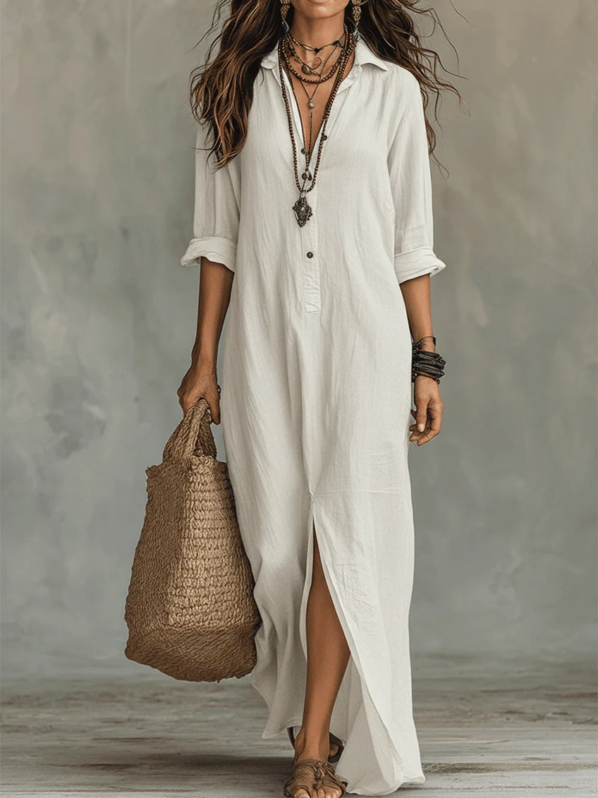 Soline™ | Oversized Maxi Dress with Buttons