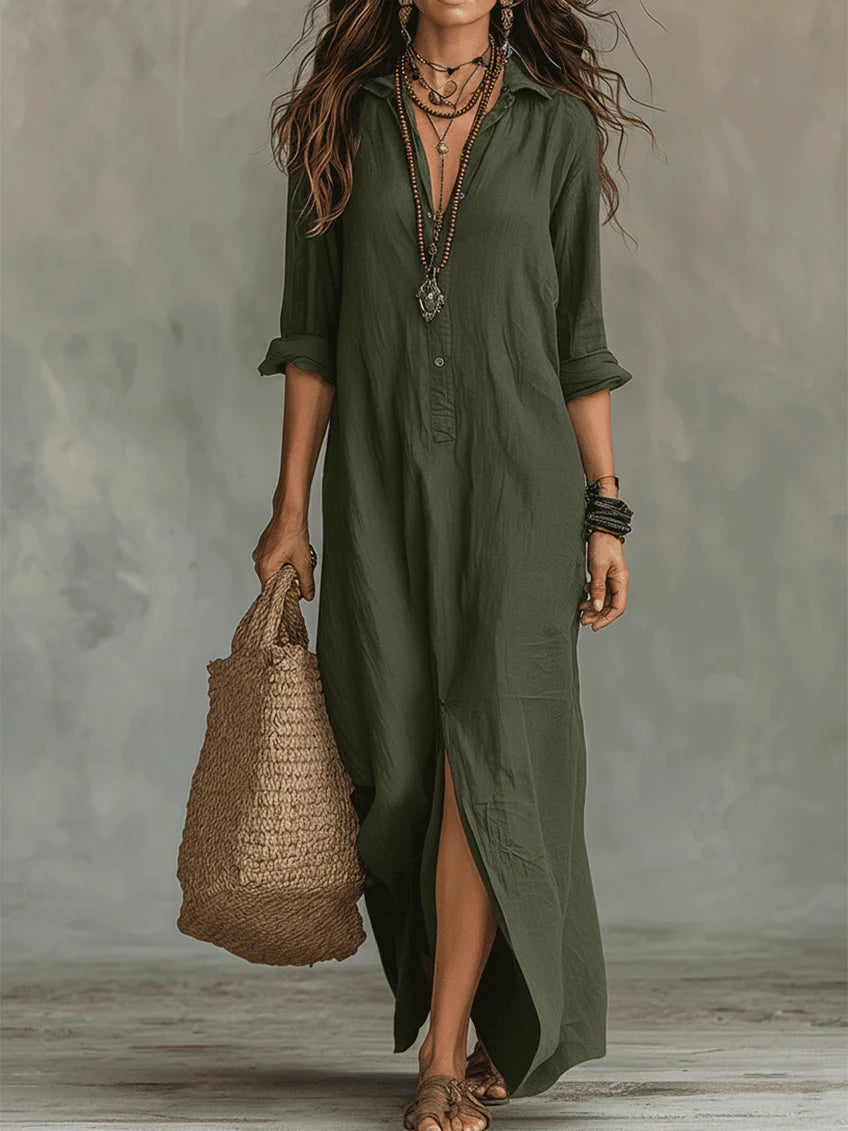 Soline™ | Oversized Maxi Dress with Buttons
