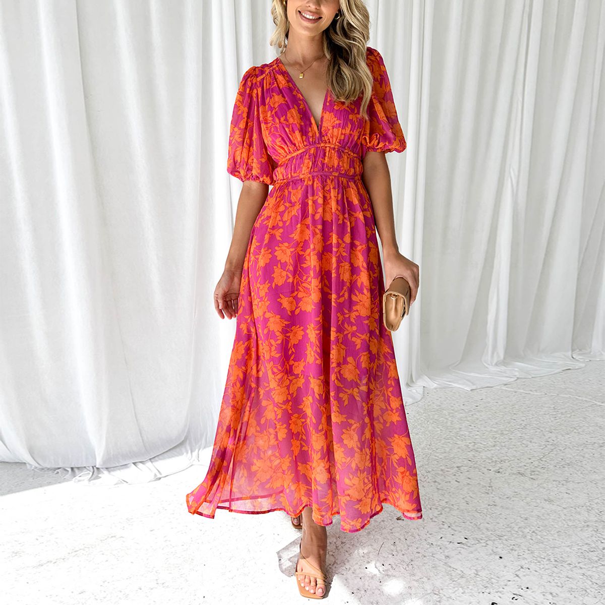 Luna™ | Modern Floral Midi Dress