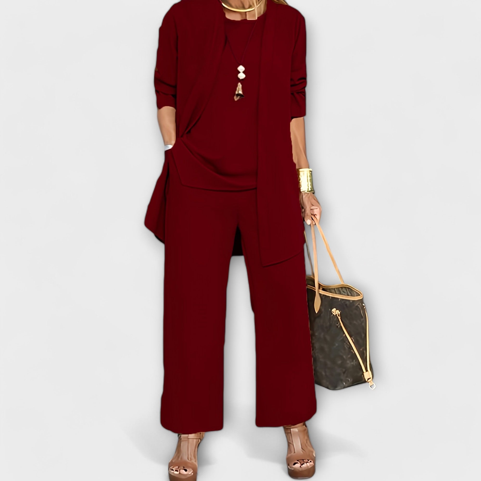 Theadora | Three Piece Cardigan & Pants Set
