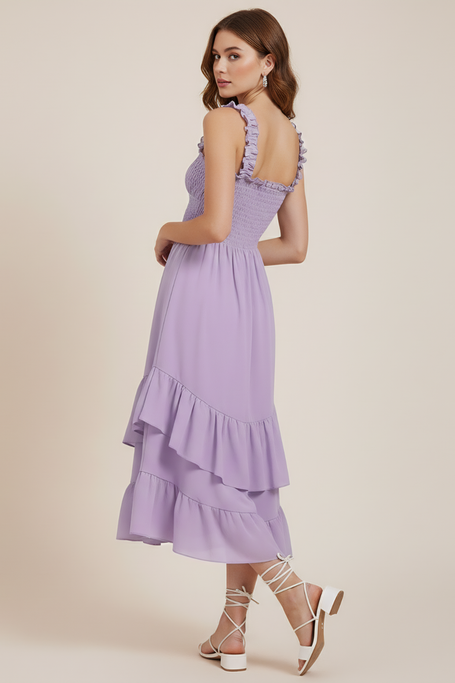 Ruffle Strap Midi Dress – Feminine Layered Ruffle Silhouette & Romantic Flow