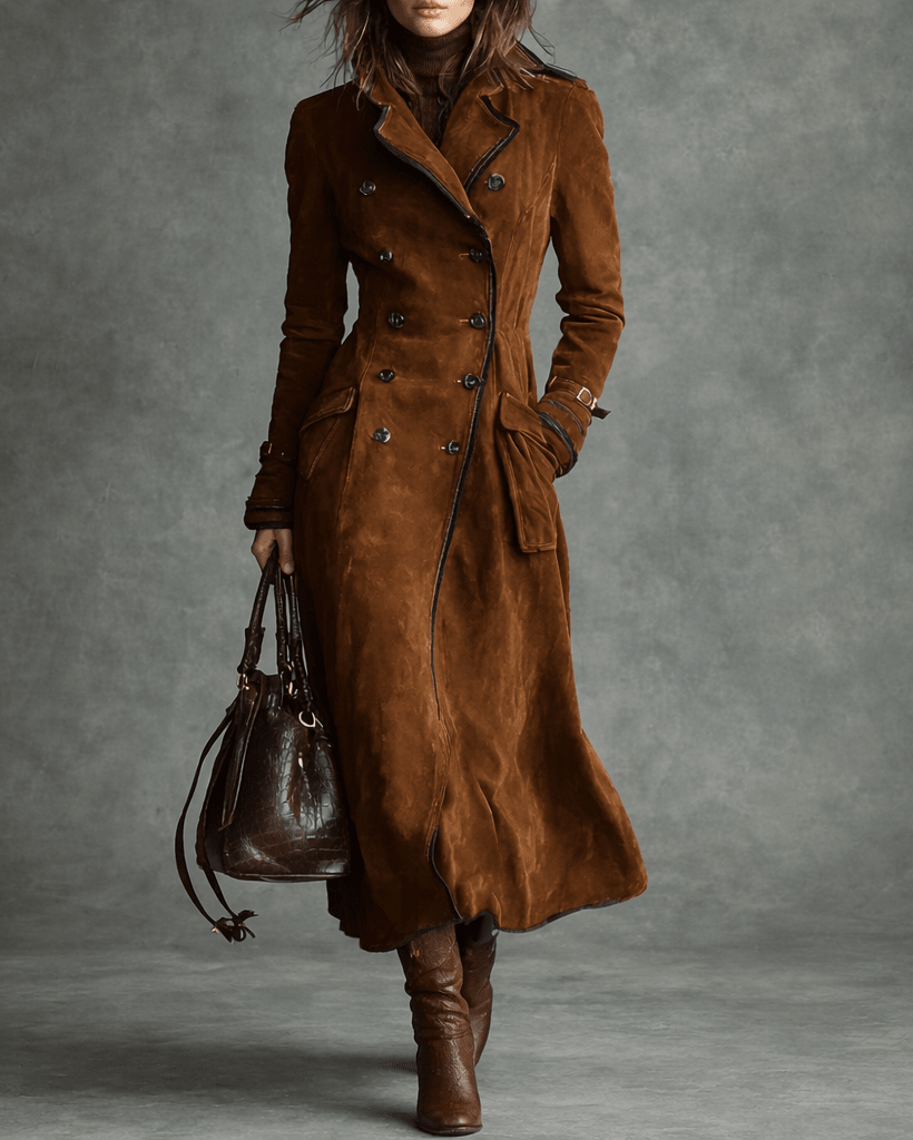 Nathalie™ - Suede Leather Trench Coat