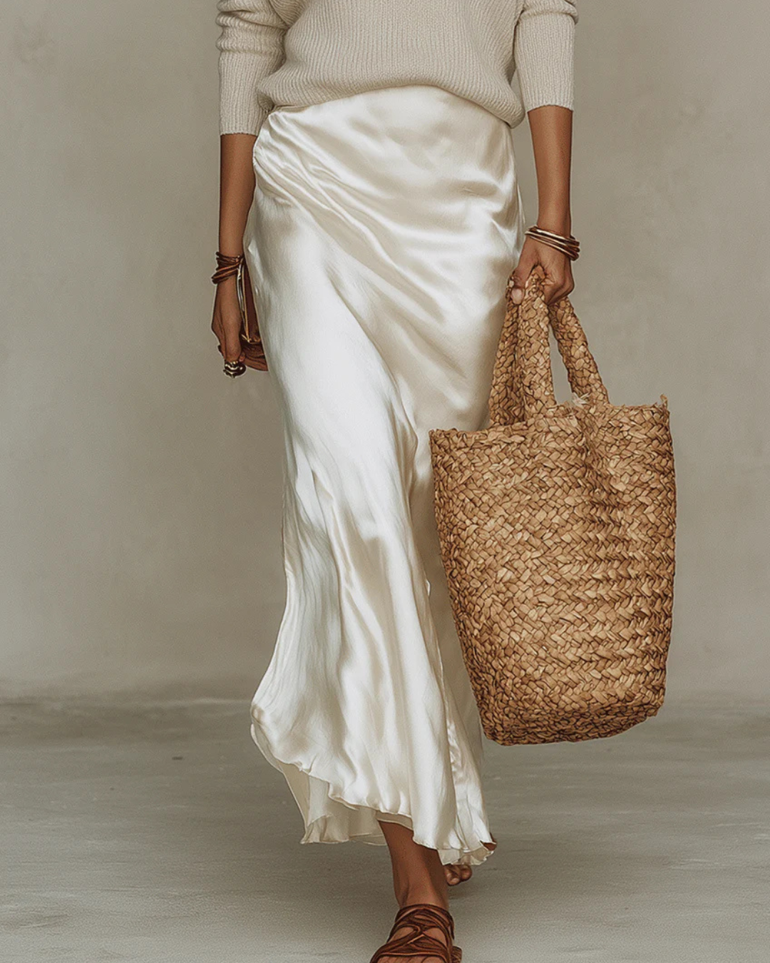Elena | Satin Midi Dress with Included Sweater