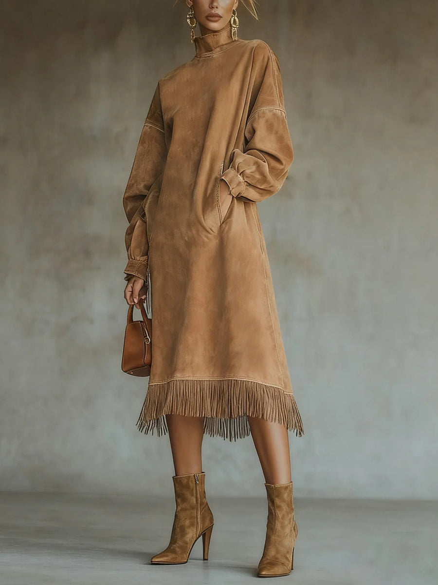 Matilda | Suede Turtleneck Dress