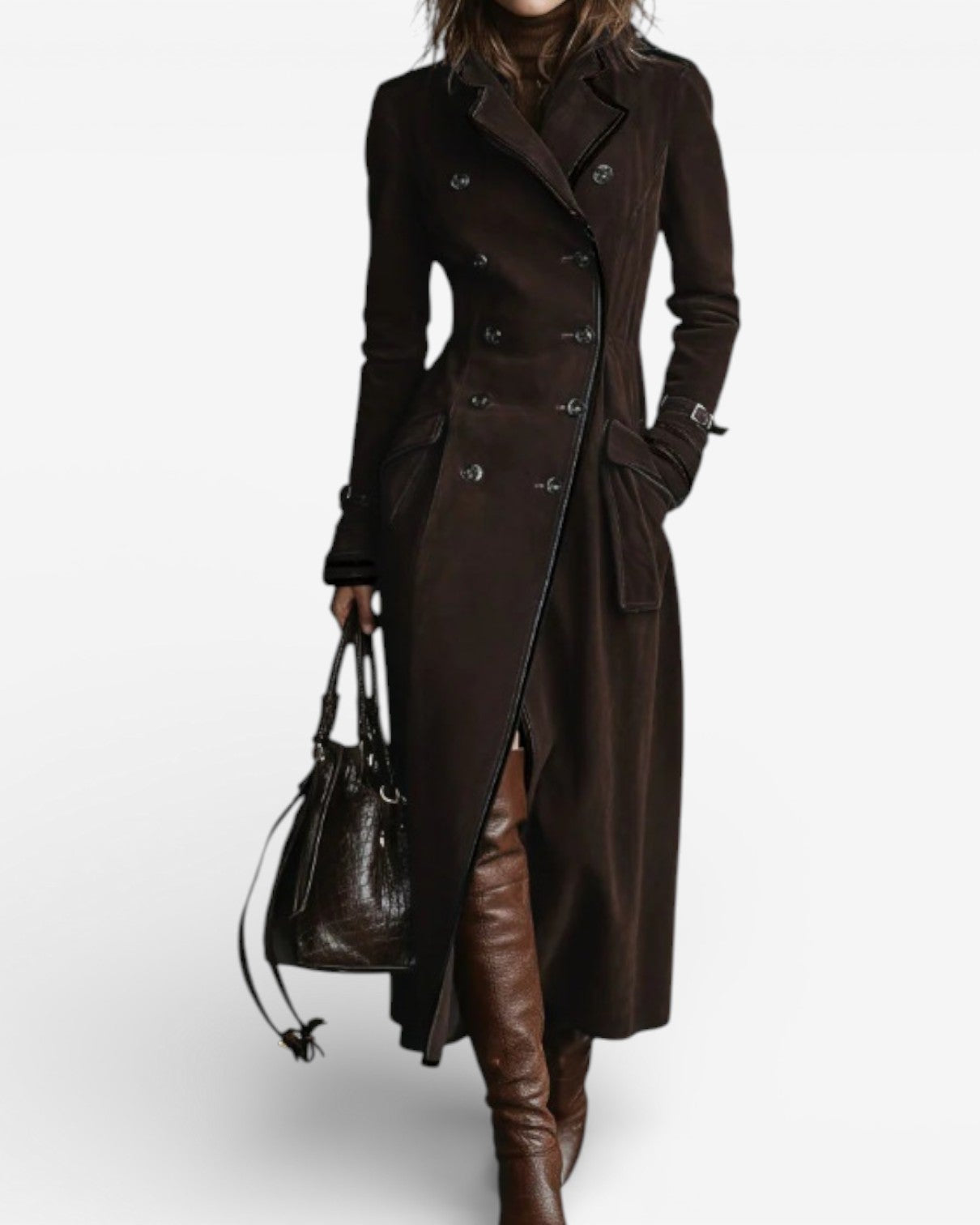 Nathalie™ - Suede Leather Trench Coat
