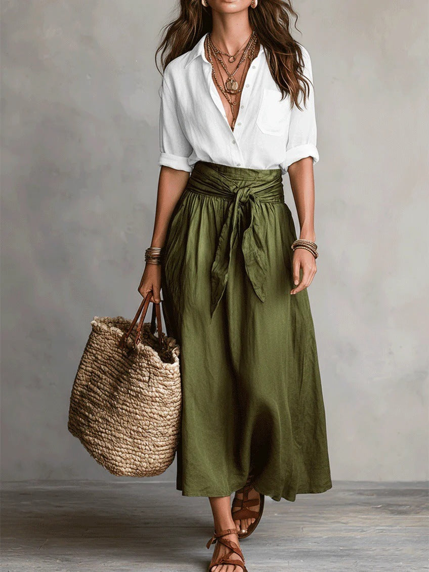 SAGE | Two-Piece Set: Top and Midi Skirt