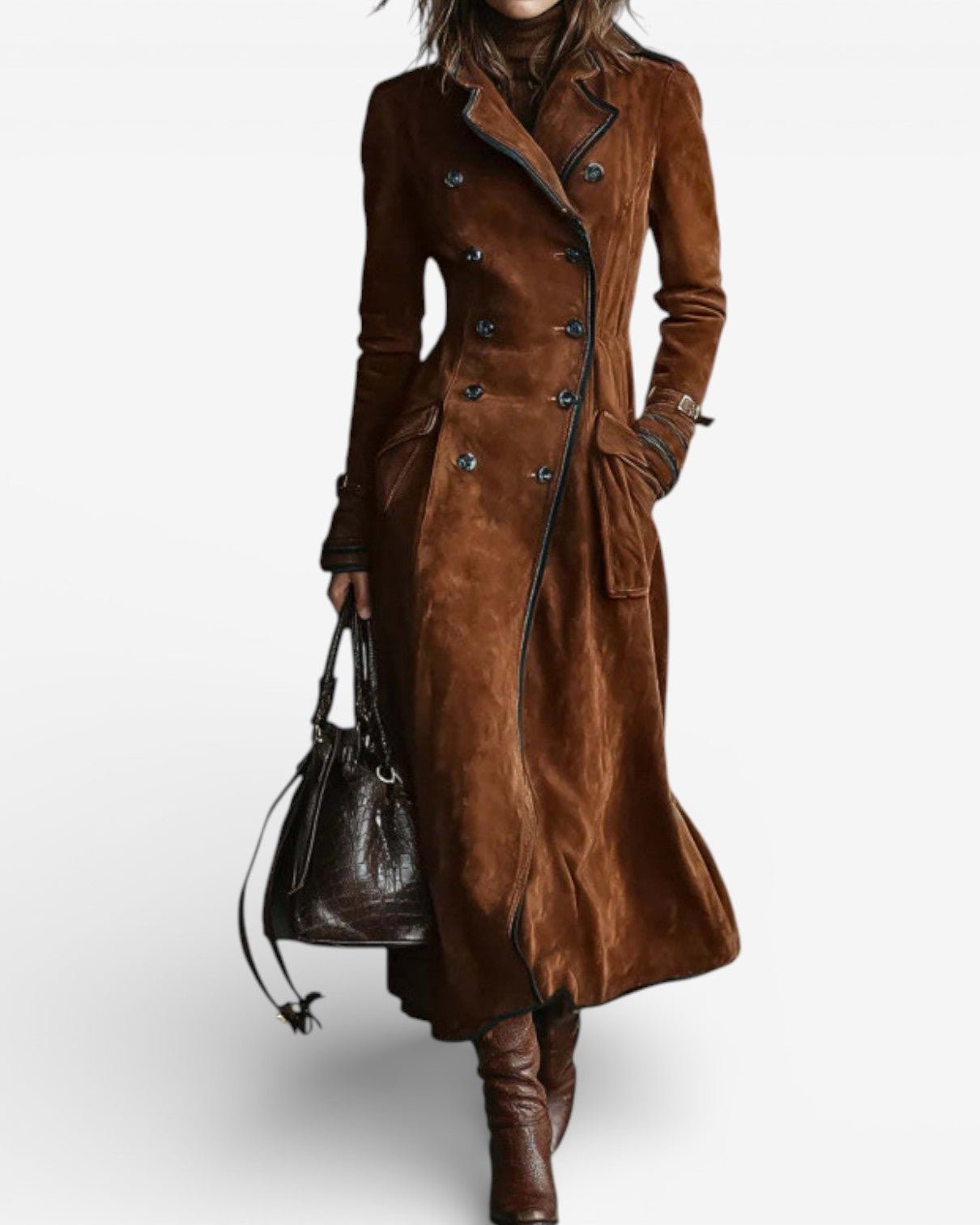 Nathalie™ - Suede Leather Trench Coat
