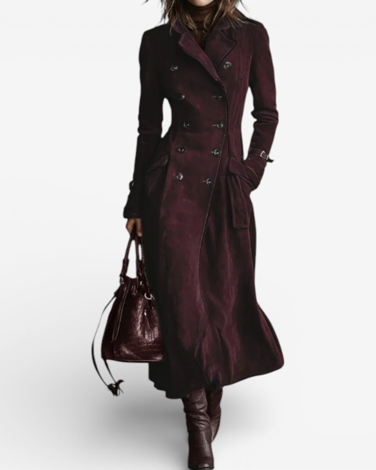 Nathalie™ - Suede Leather Trench Coat