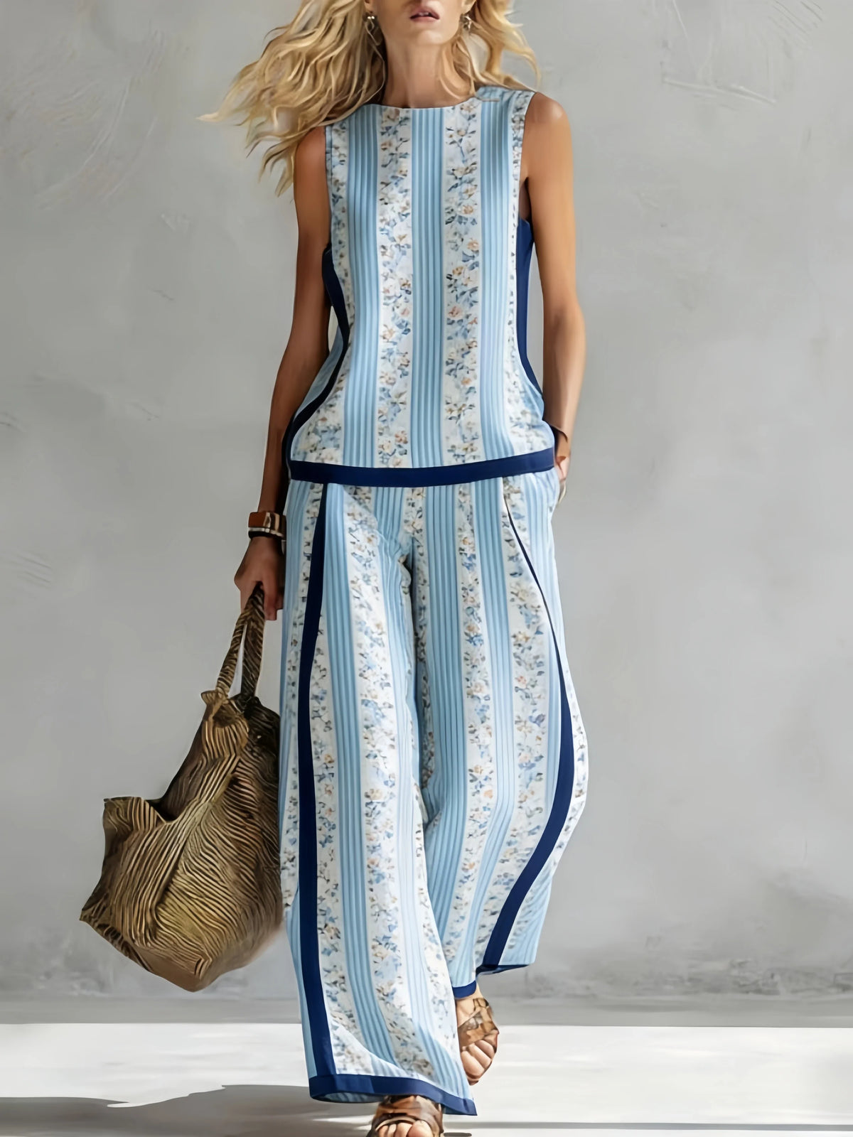 Margot | Retro Print Sleeveless Top & Trouser Set