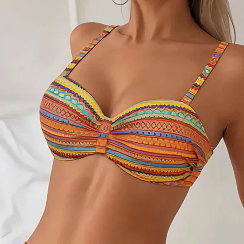 Zara | Striped Side-Tie High Waist Bikini Set