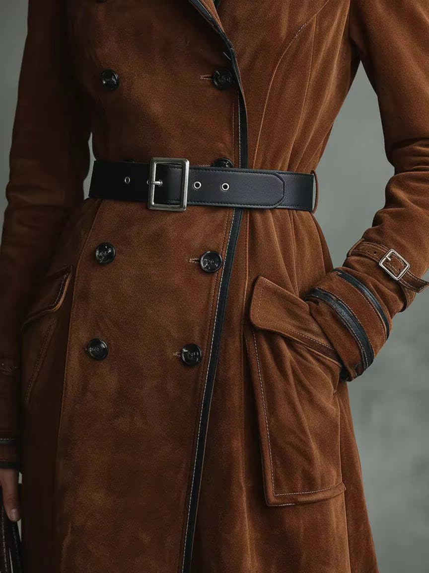 Nathalie™ - Suede Leather Trench Coat