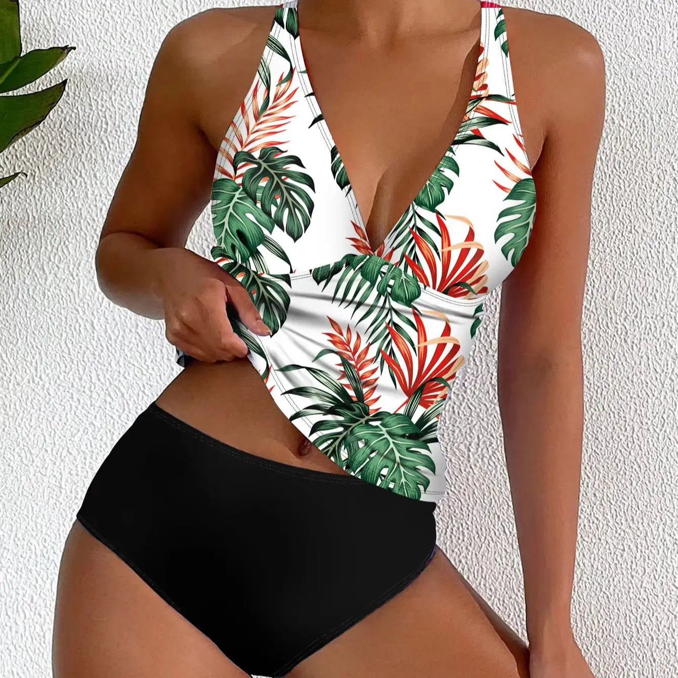 Celeste | Deep V Halter High Waist Bikini Set