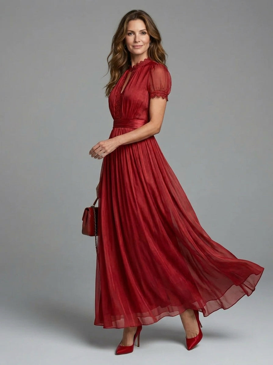 Elia | Gathered Waist Keyhole Maxi Dress