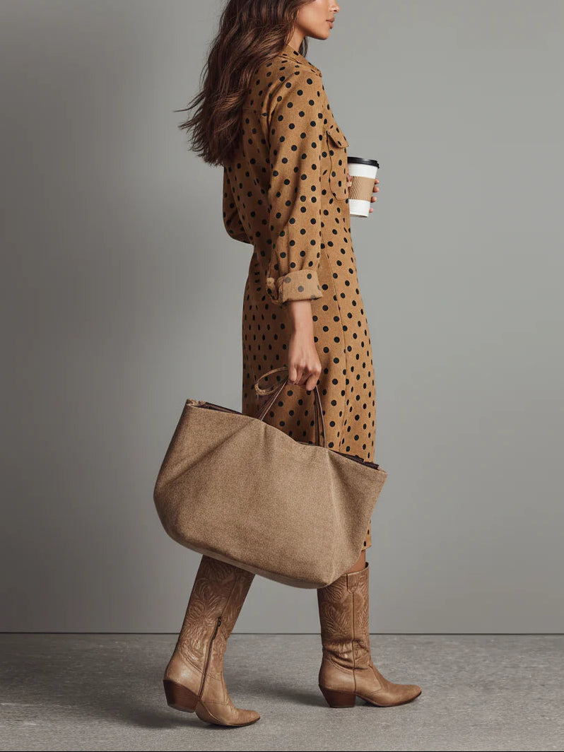 Ebonie | Suede Shirt Midi Dress