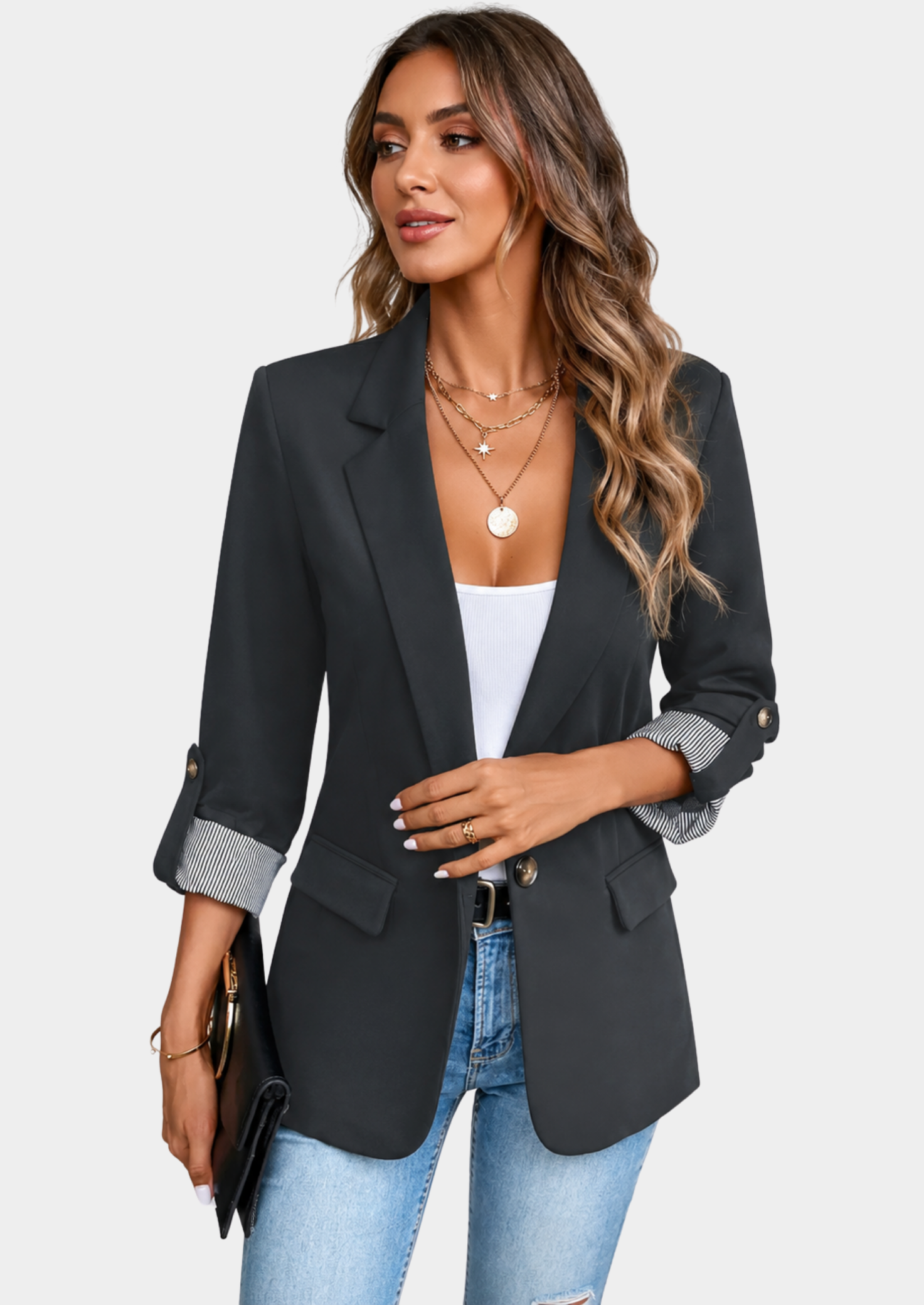 Women’s Slim Fit Blazer with Rolled Sleeves