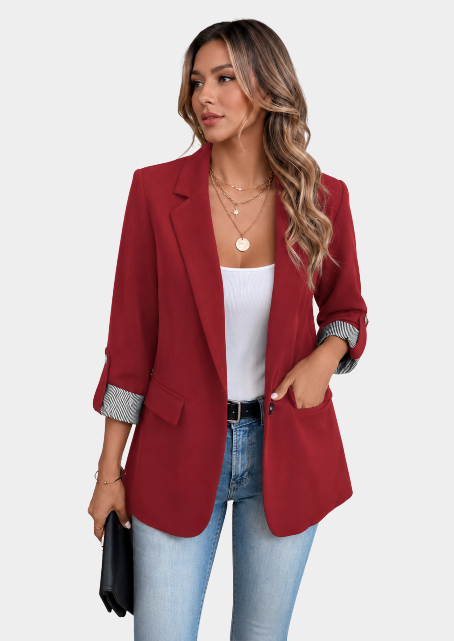Women’s Slim Fit Blazer with Rolled Sleeves