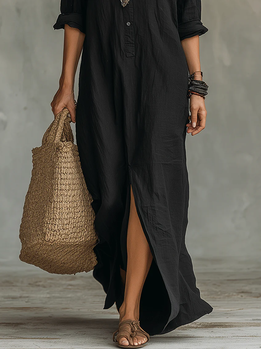 Soline™ | Oversized Maxi Dress with Buttons