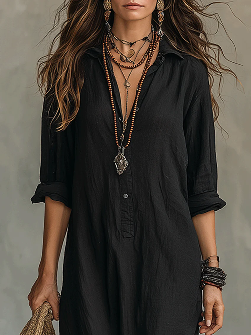 Soline™ | Oversized Maxi Dress with Buttons
