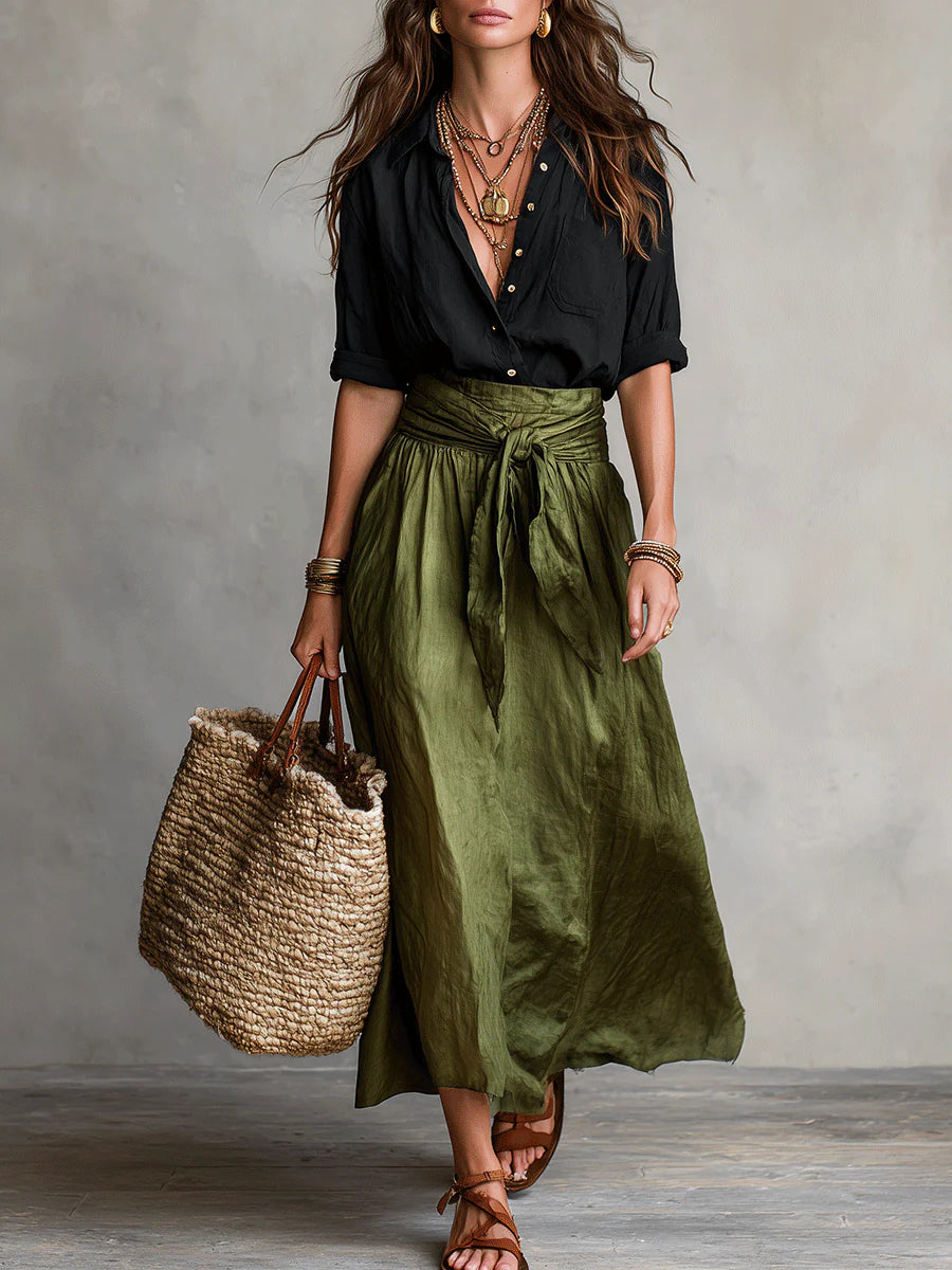 SAGE | Two-Piece Set: Top and Midi Skirt