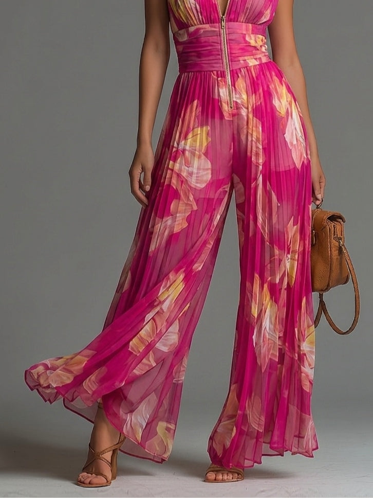 Nicole | Pleated Floral Jumpsuit