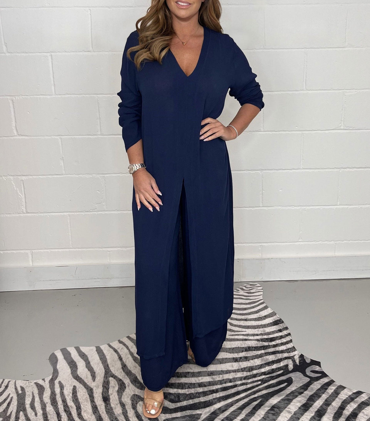 Sofia Casual Long Top and Matching Pants Set
