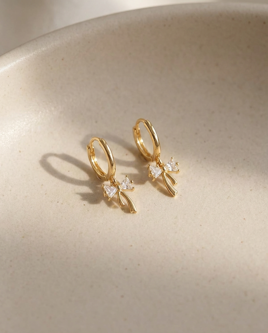 Mia Bow Charm Earrings