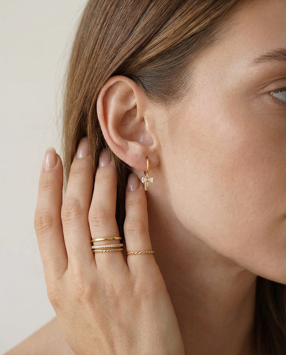 Mia Bow Charm Earrings