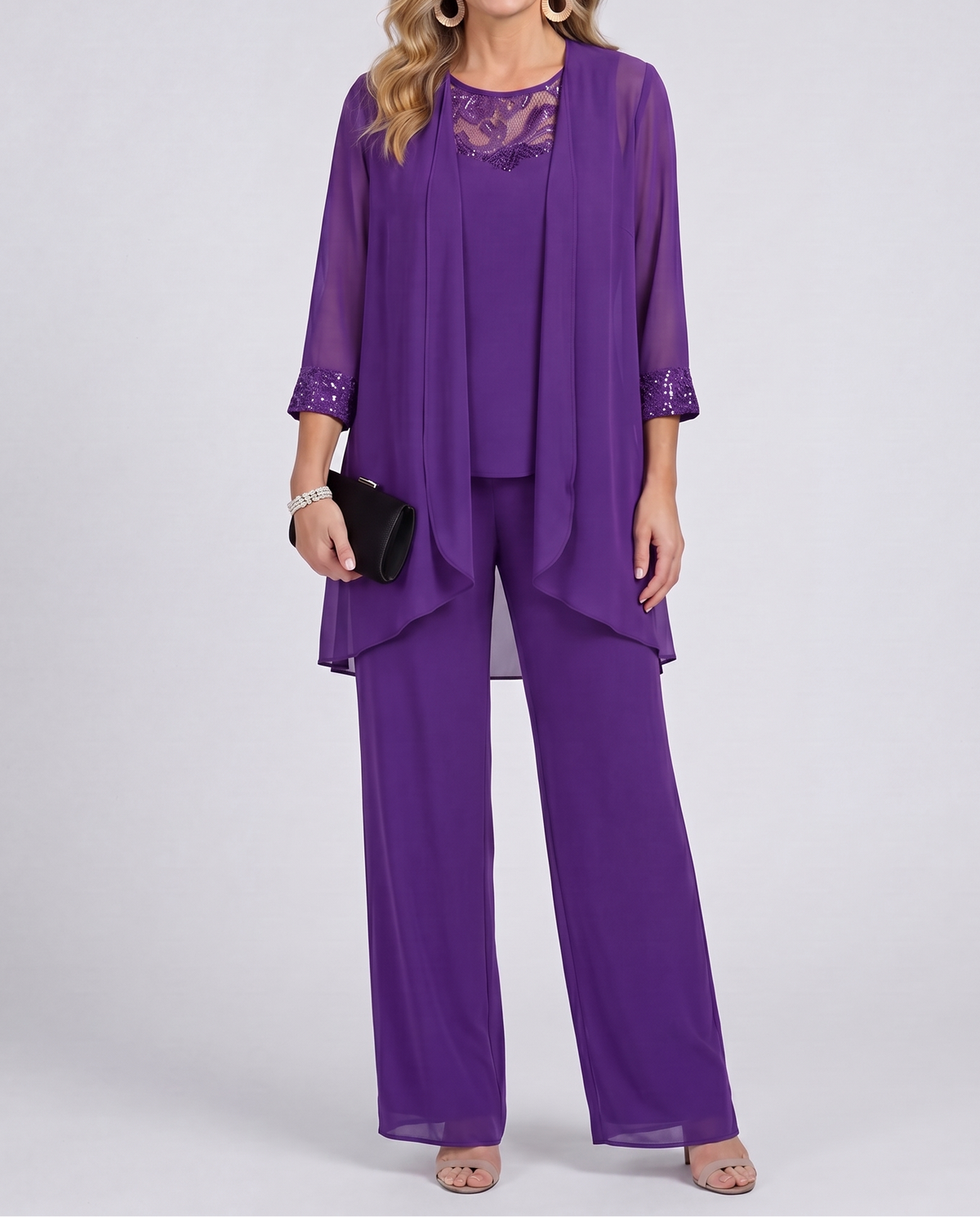Lillie | Three-Piece Set — Jacket, Top & Wide-Leg Pants