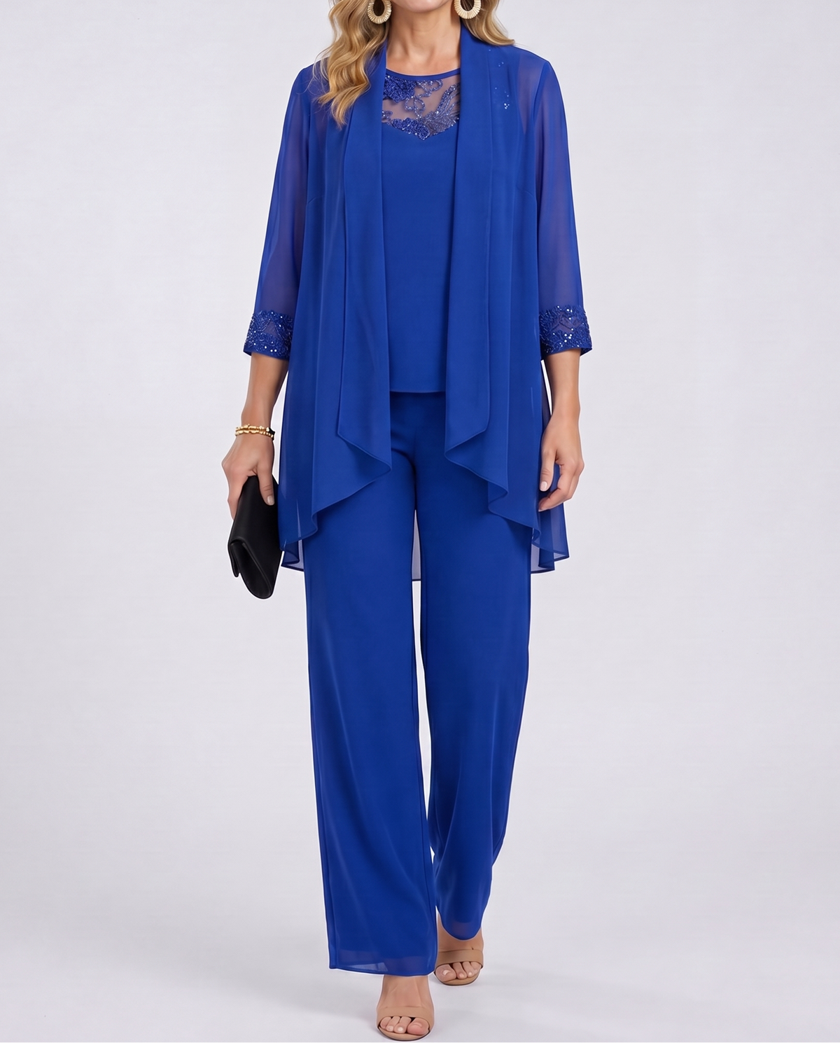 Lillie | Three-Piece Set — Jacket, Top & Wide-Leg Pants