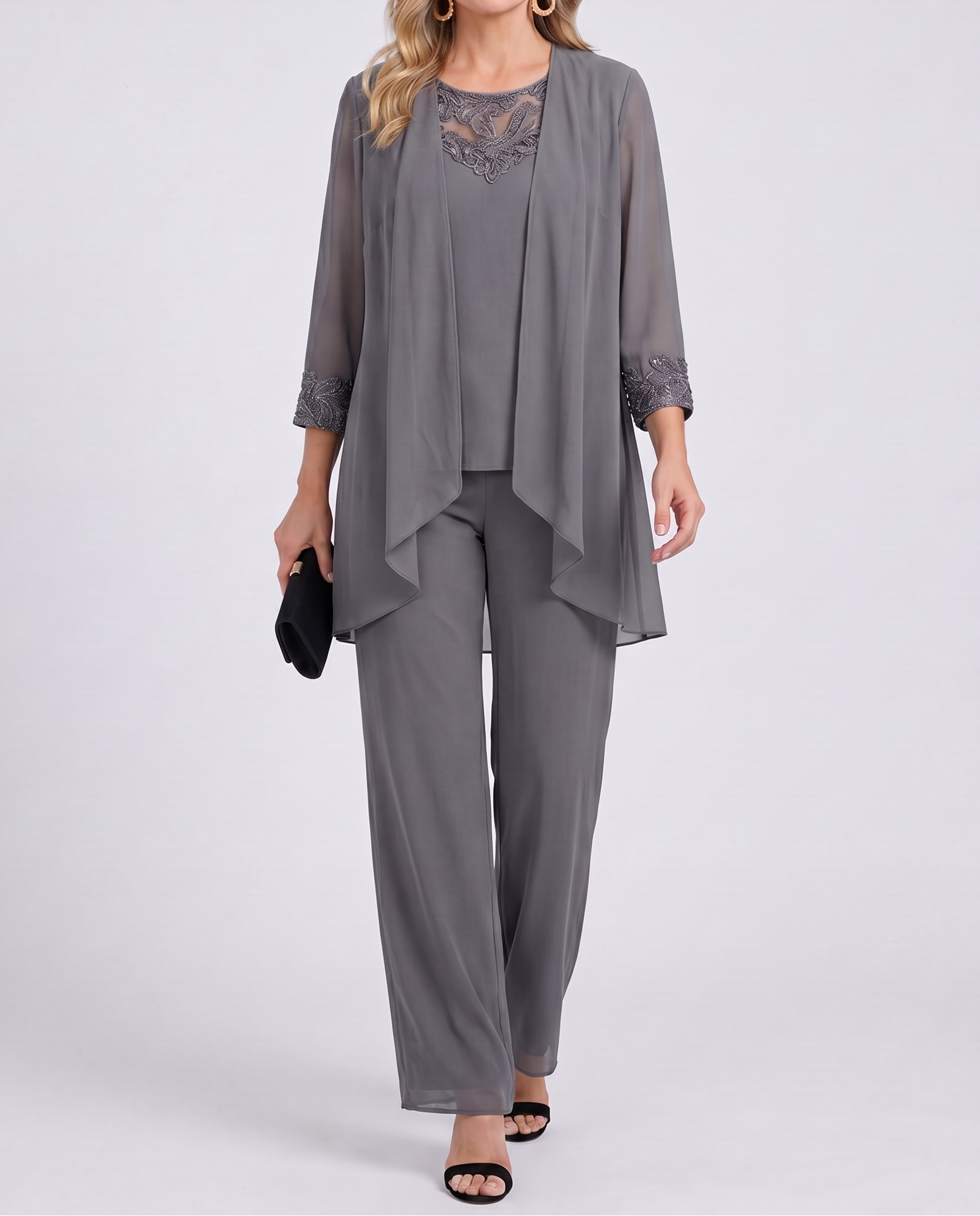 Lillie | Linen Three-Piece Set — Jacket, Top & Wide-Leg Pants