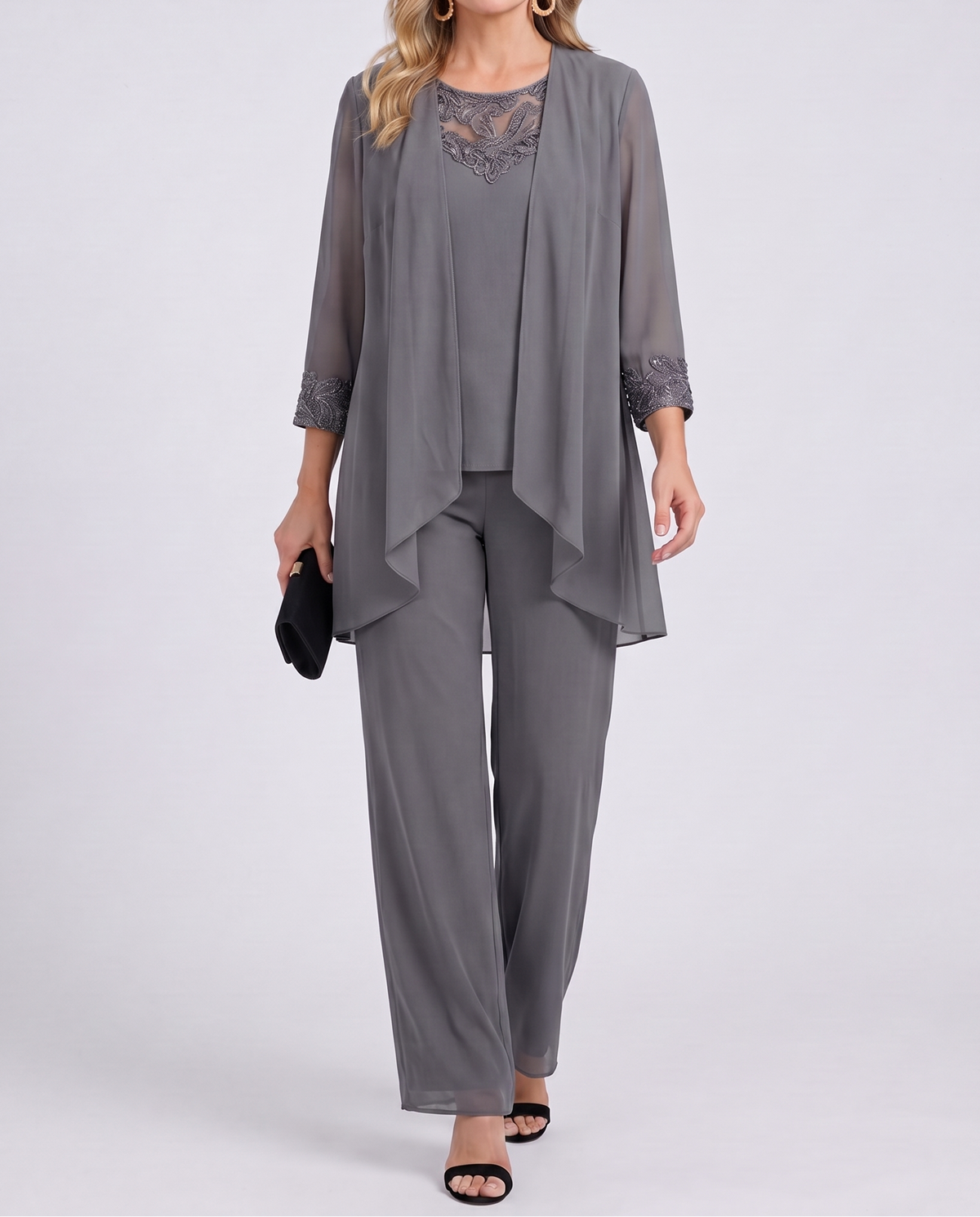 Lillie | Three-Piece Set — Jacket, Top & Wide-Leg Pants