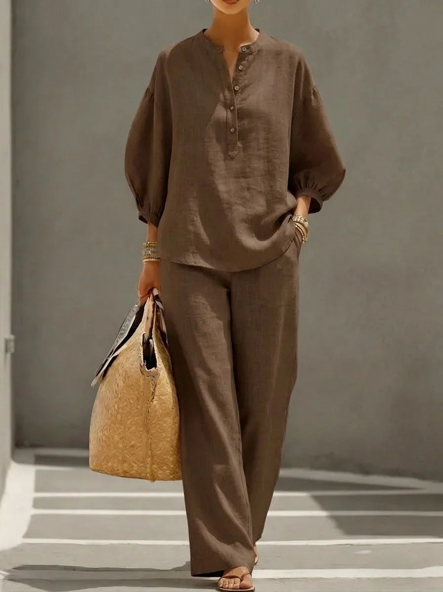 Camille | Relaxed Linen Button-Up Two-Piece Set